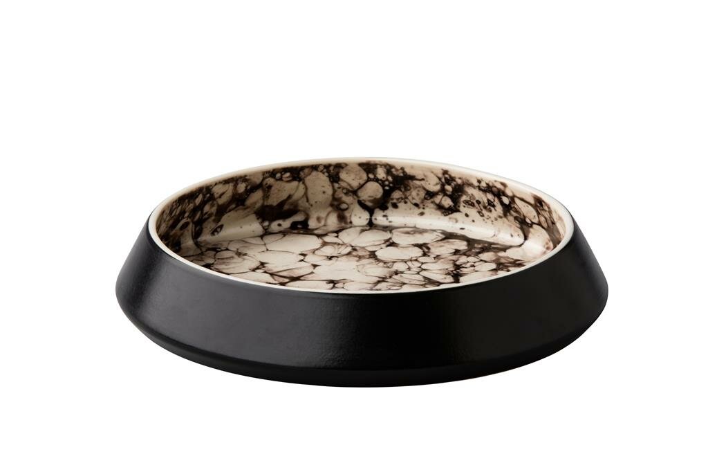 Diep bord 20 cm Bubble zwart satijn Raw by Kevala