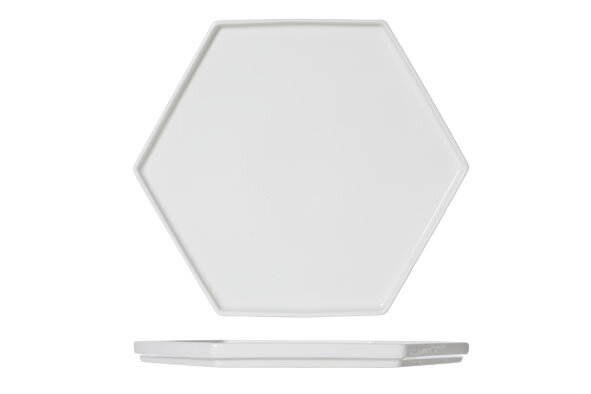 Zes hoekig plat bord 28 cm x 24 cm Hive