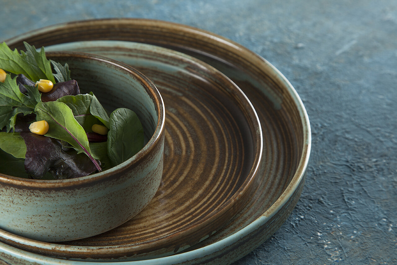 Bord 28 cm Coral Brown Green