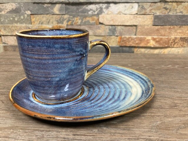 Beker 32 cl en ovale schotel Nova Sapphire