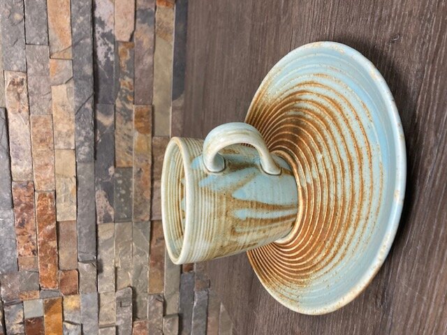 Beker 32 cl en ovale schotel Coral