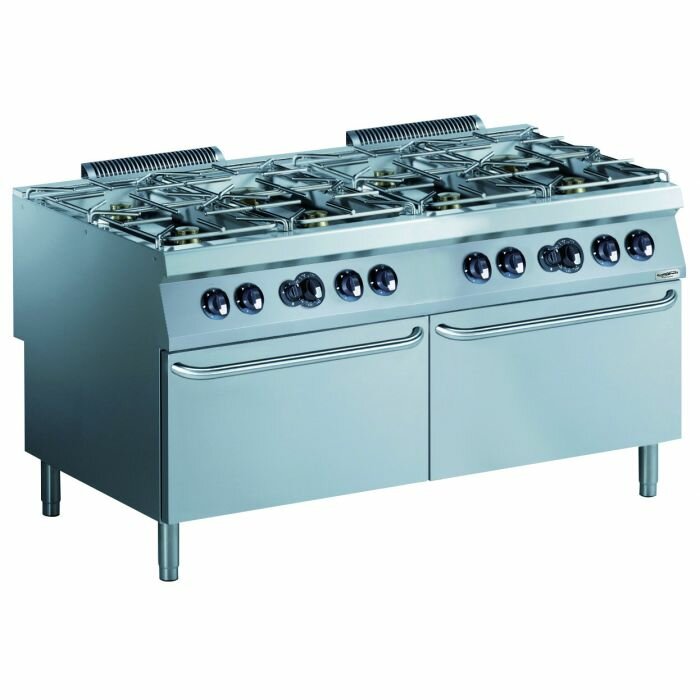 Gasfornuis 8BR met 2 Gasovens Combisteel Pro 900
