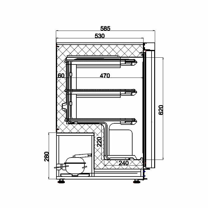 Vrieskast RVS 120L Tafelmodel Combisteel