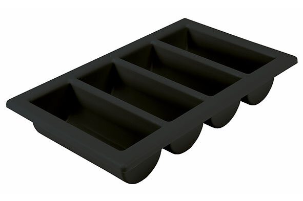 Bestekbak 4 vakken Zwart Plastibac