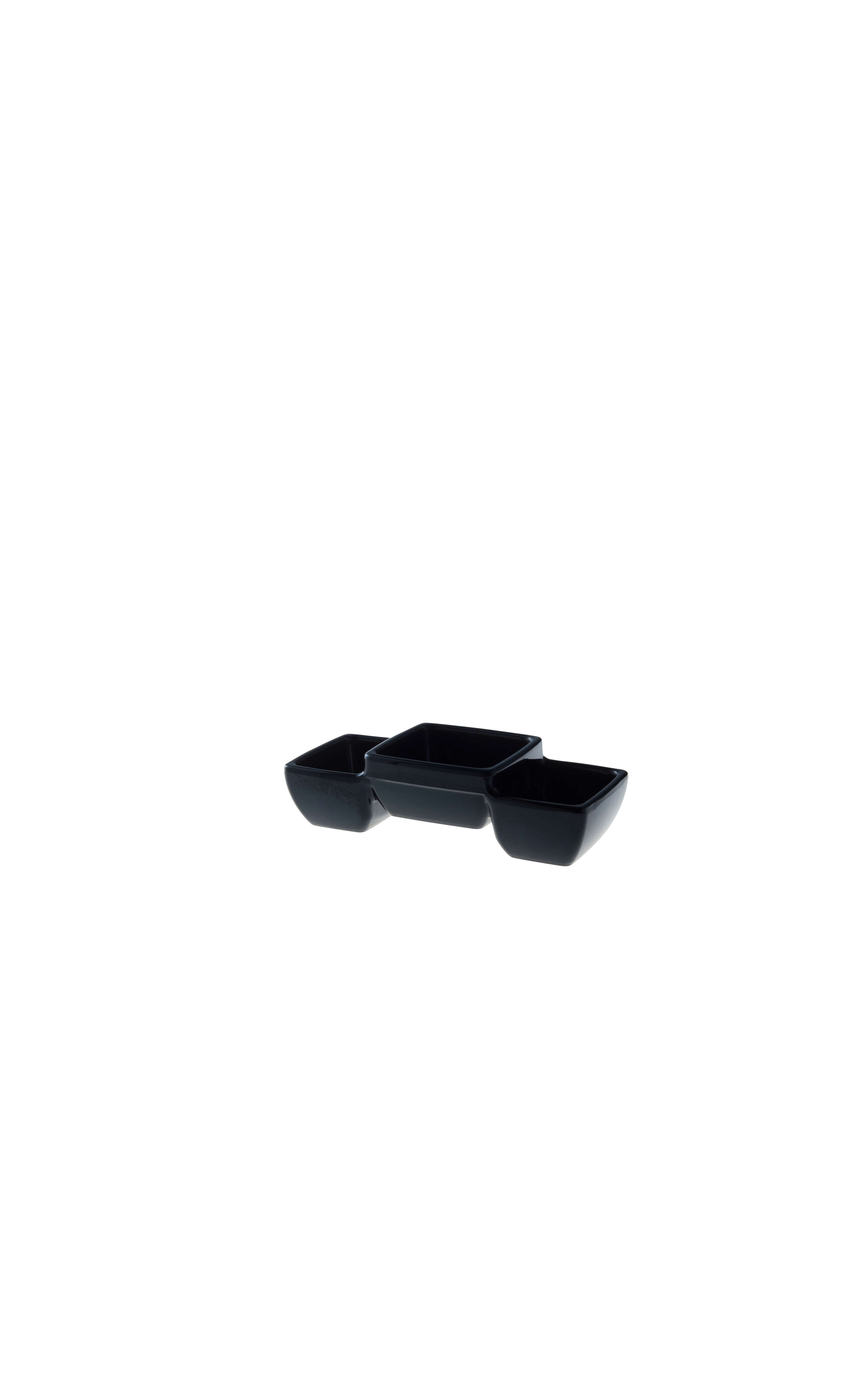 Schaaltje 3 vaks 14 cm melamine zwart Truyts