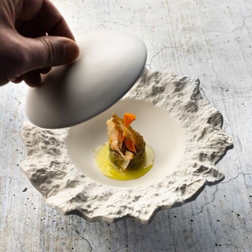 Everest kom op voet met deksel 22 cm Raw by RBC