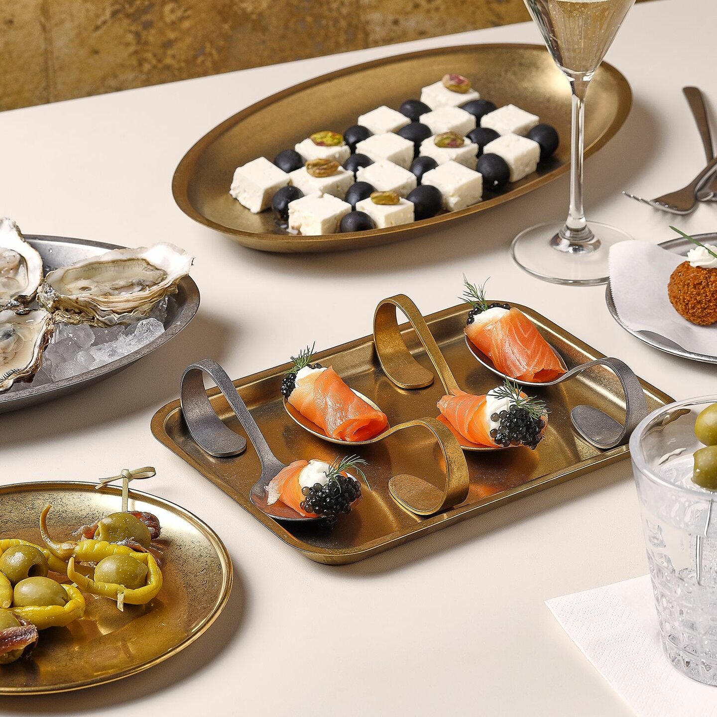 Amuselepel set 6 stuks antique zilver Serve