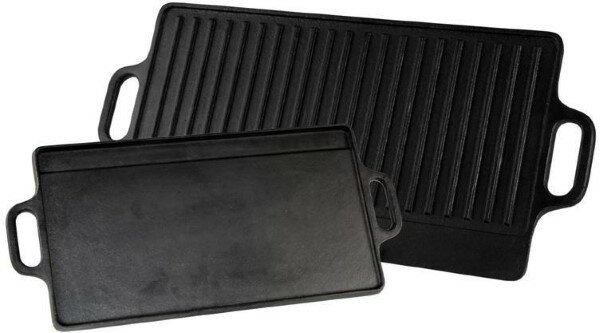 Bakplaat plancha 2- zijdig gietijzer 38 x 23 cm 