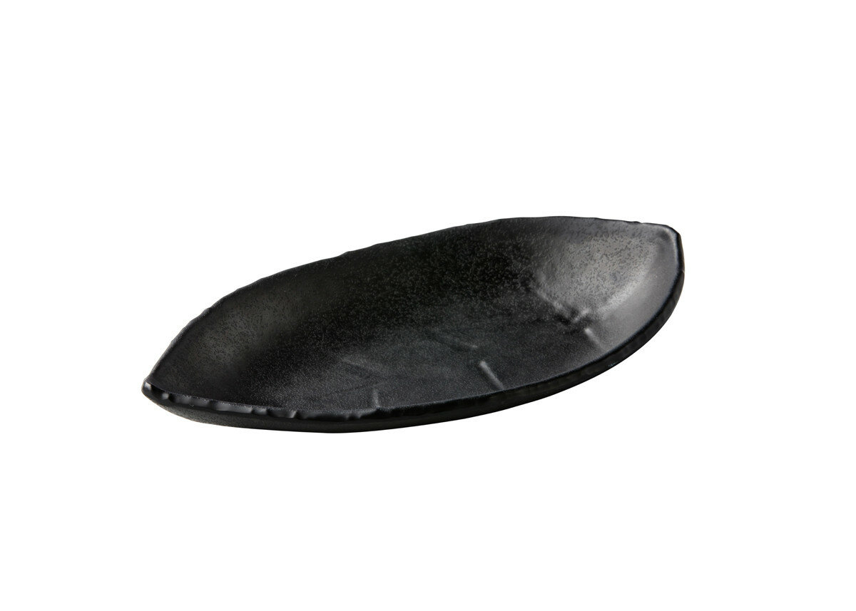 Schaaltje bladvorm 22x13 cm ovaal zwart melamine