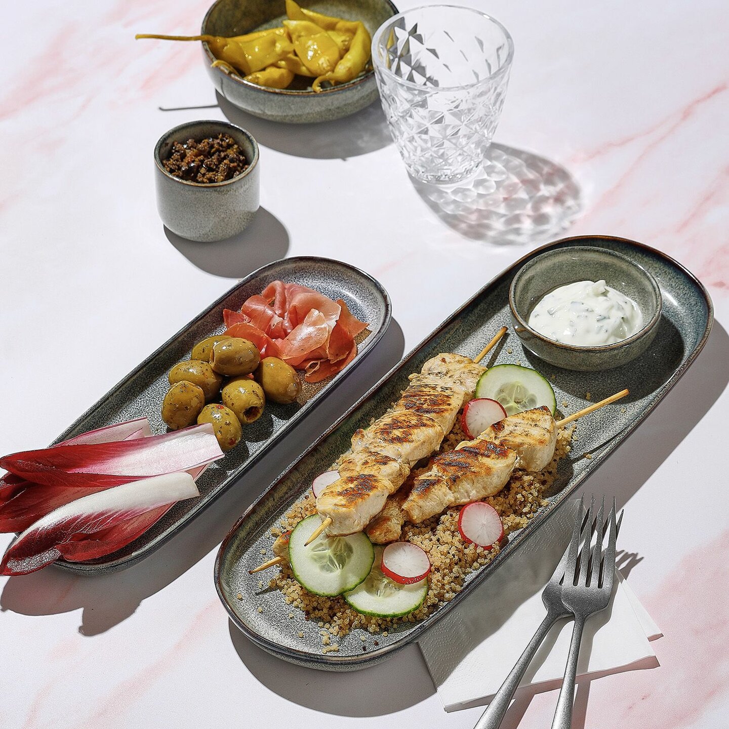 Schaal 29 x 10 cm Meridian groen/blauw