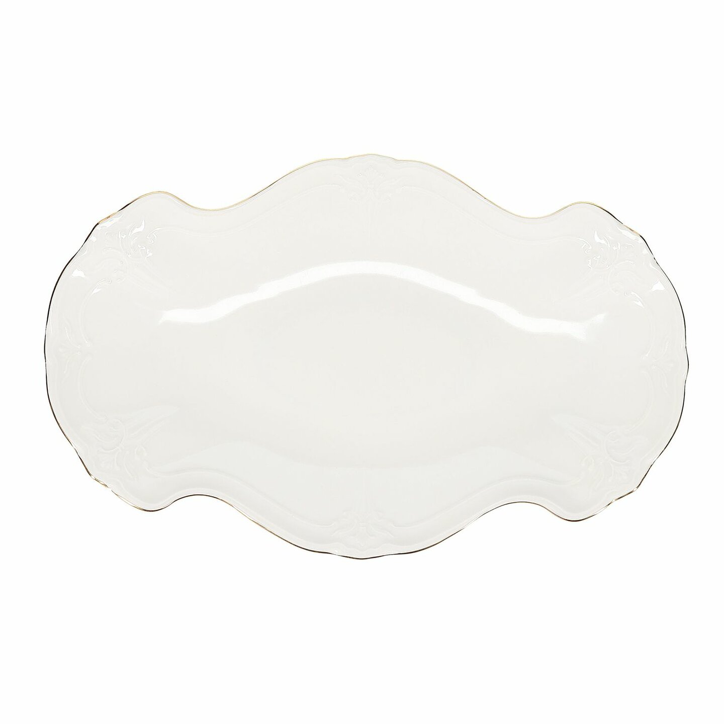 Serveerschaal 39 cm x 25 cm met gouden rand Retro