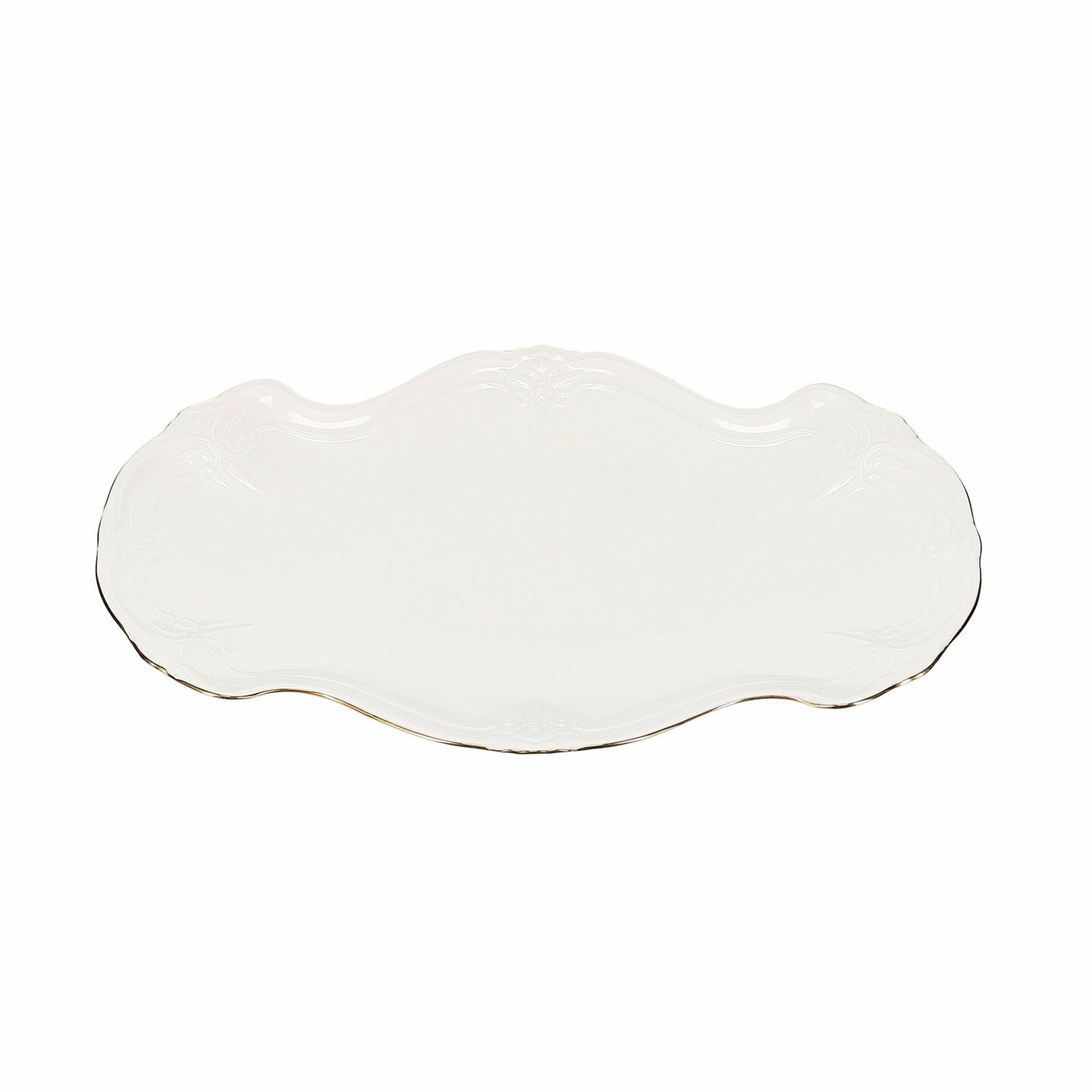 Serveerschaal 39 cm x 25 cm met gouden rand Retro