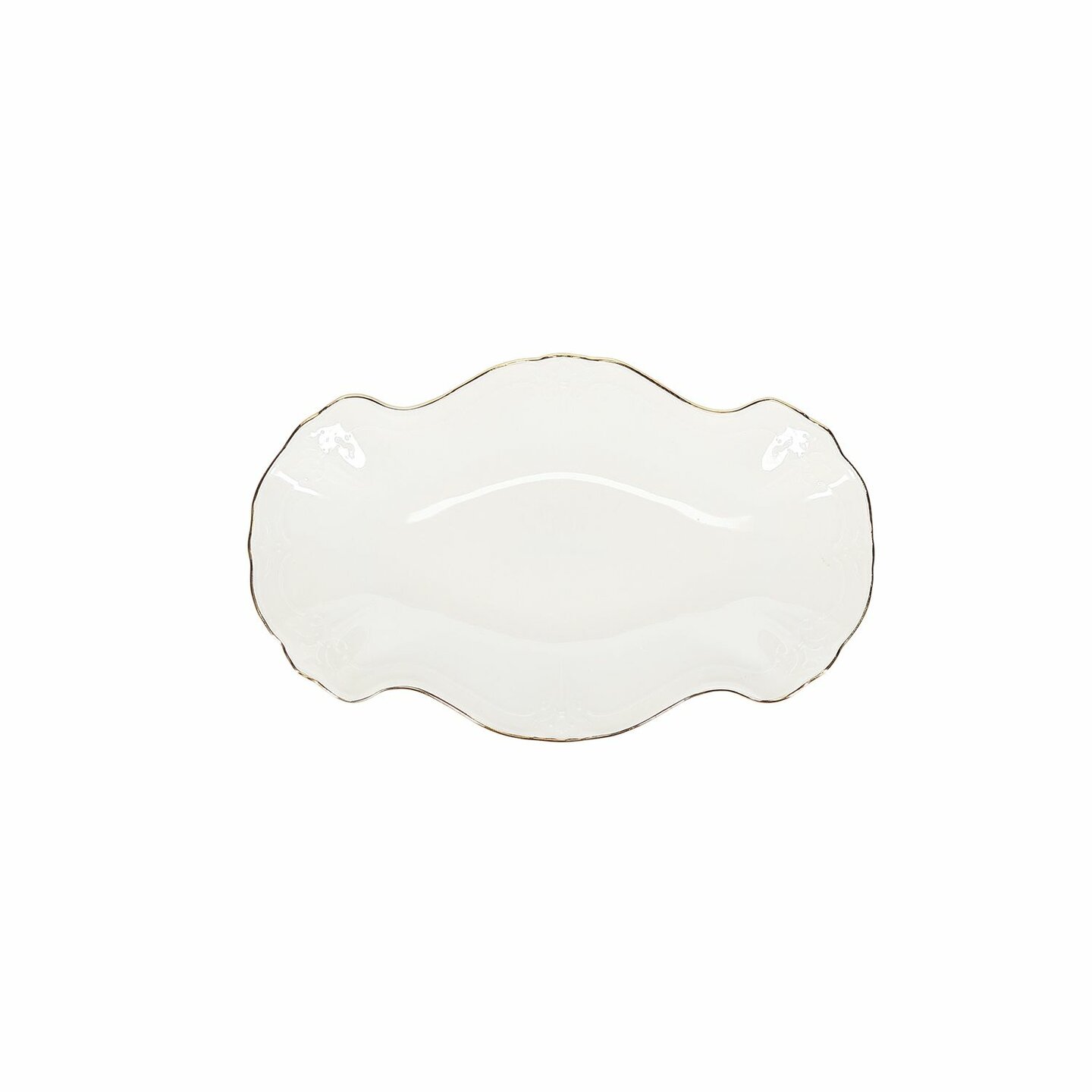 Serveerschaal 26 cm x 16 cm met gouden rand Retro