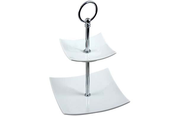 Etagere vierkant 2 laags wit