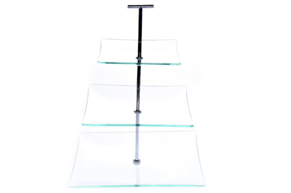 Etagere glas 3 niveaus vierkant
