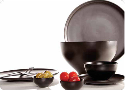 Bord rond zwart 19 cm Okinawa