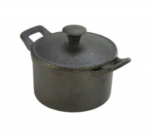 Gietijzer pannetje rond 10 cm met deksel