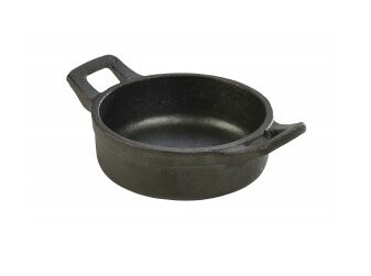Gietijzer pannetje rond 11 cm met handvatten