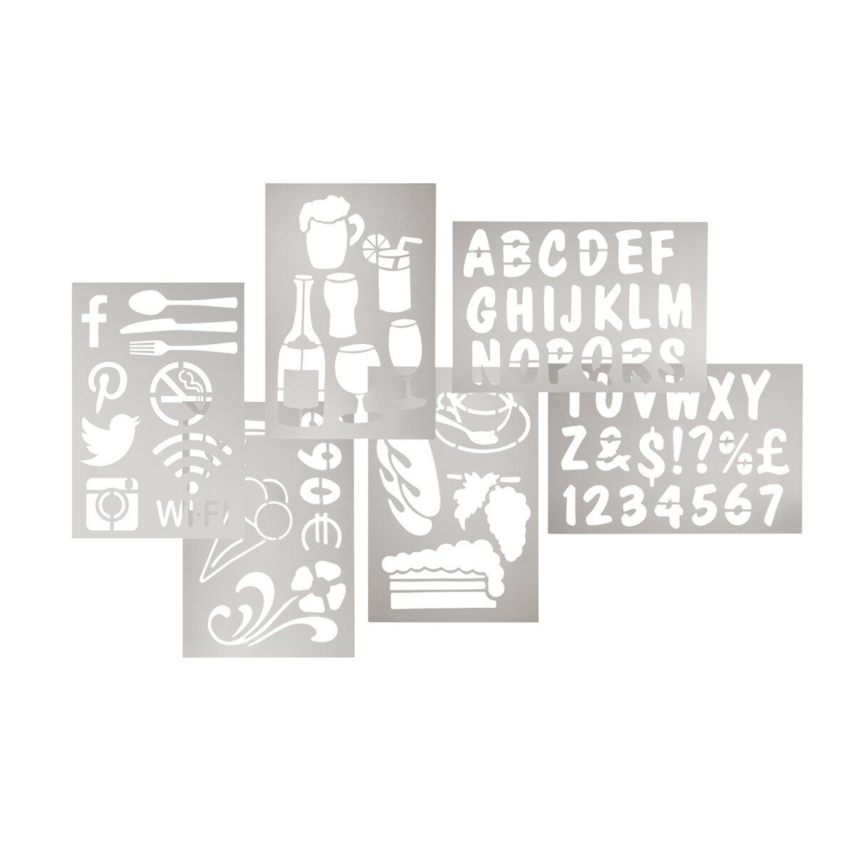 Krijtstift stencils 5 stuks verschillende prenten
