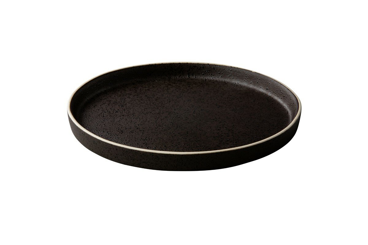 Bord 17 cm opstaande witte rand tweezijdig zwart Q Raw Bristol