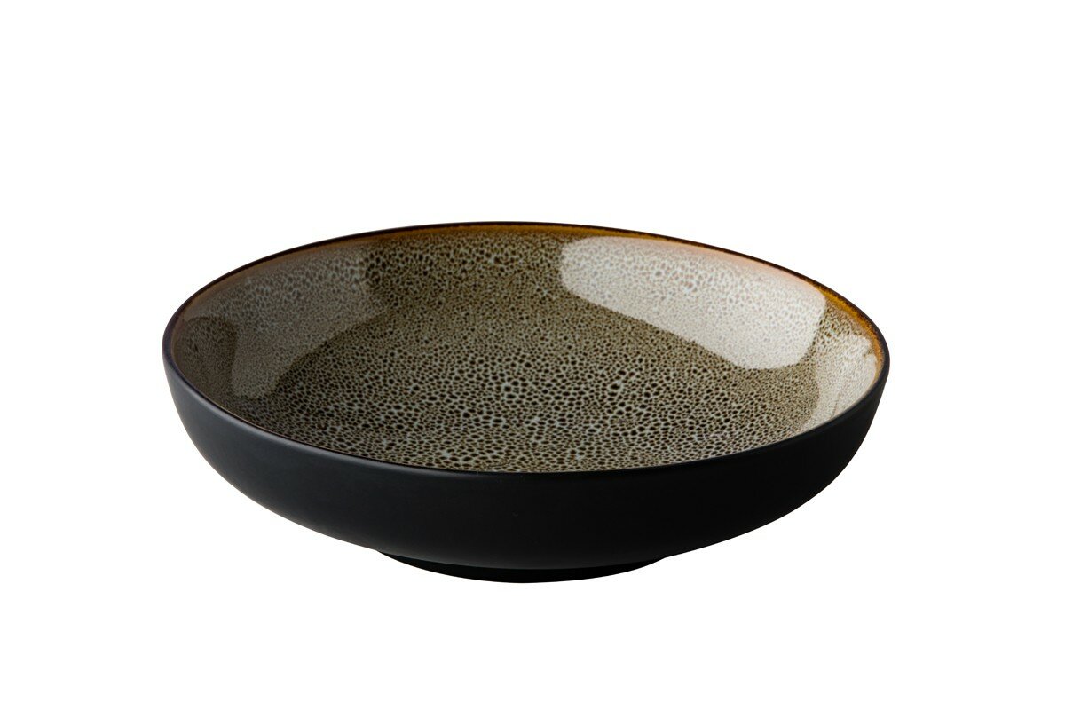 Bord diep 22 cm Q Authentic Speckle bruin/grijs