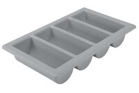 Bestekbak 4 vakken Grijs Plastibac