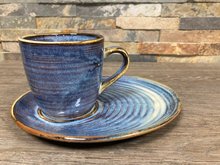 Beker 32 cl en ovale schotel Nova Sapphire