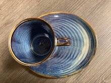 Beker 32 cl en ovale schotel Nova Sapphire