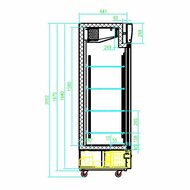 Koelkast 460L Glazen Deur Zwart Combisteel