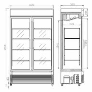 Koelkast 750L Glazen Deuren Combisteel