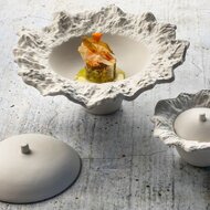 Everest kom op voet met deksel 22 cm Raw by RBC