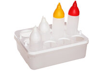 Doseerflessen organizer wit + 2x 35 cl &amp; 2x 50 cl 