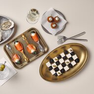 Amuselepel set 6 stuks ovaal antique zilver Serve