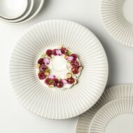 Diep bord 26 cm gestreept White Brass