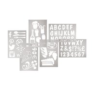 Krijtstift stencils 5 stuks verschillende prenten