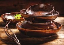 Bord diep 26 cm Metallic bruin