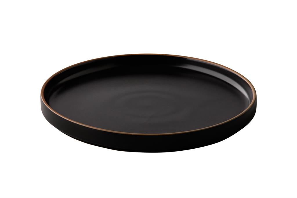 Bord 23 cm stapelbaar lage rand Q Authentic Japan Zwart