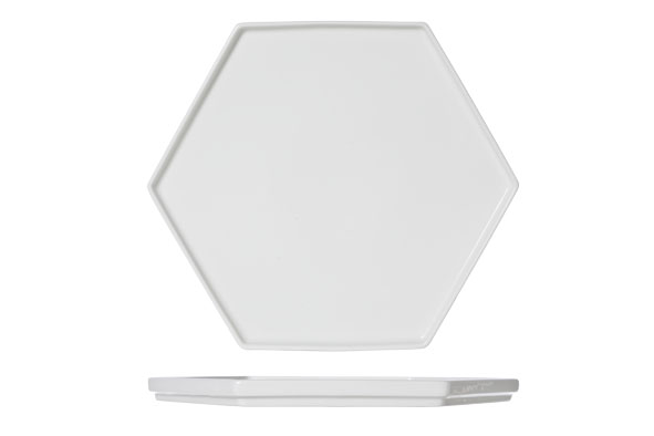 Zes hoekig plat bord 28 cm x 24 cm Hive