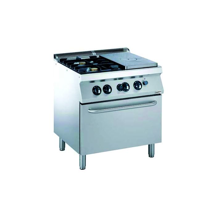 Kookplaatfornuis Gas 2BR met Gasoven Combisteel Pro 700