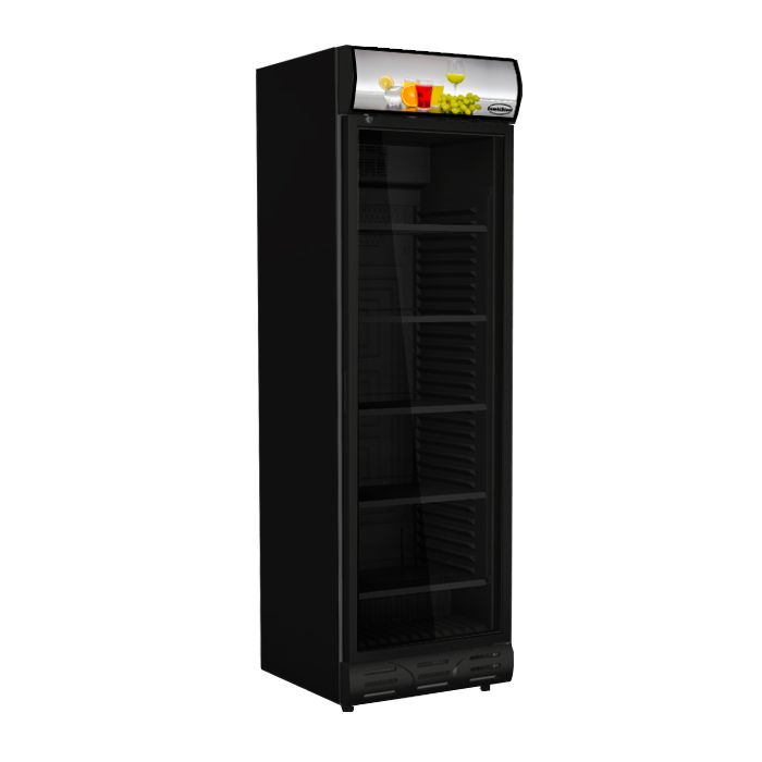 Drankenkoelkast 382L Glazen Deur Zwart Combisteel