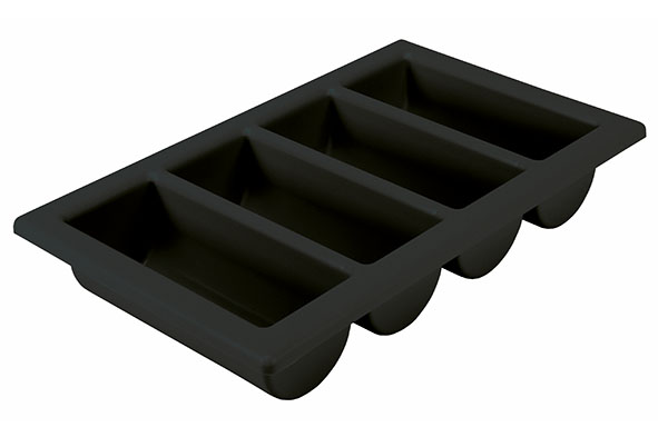 Bestekbak 4 vakken Zwart Plastibac