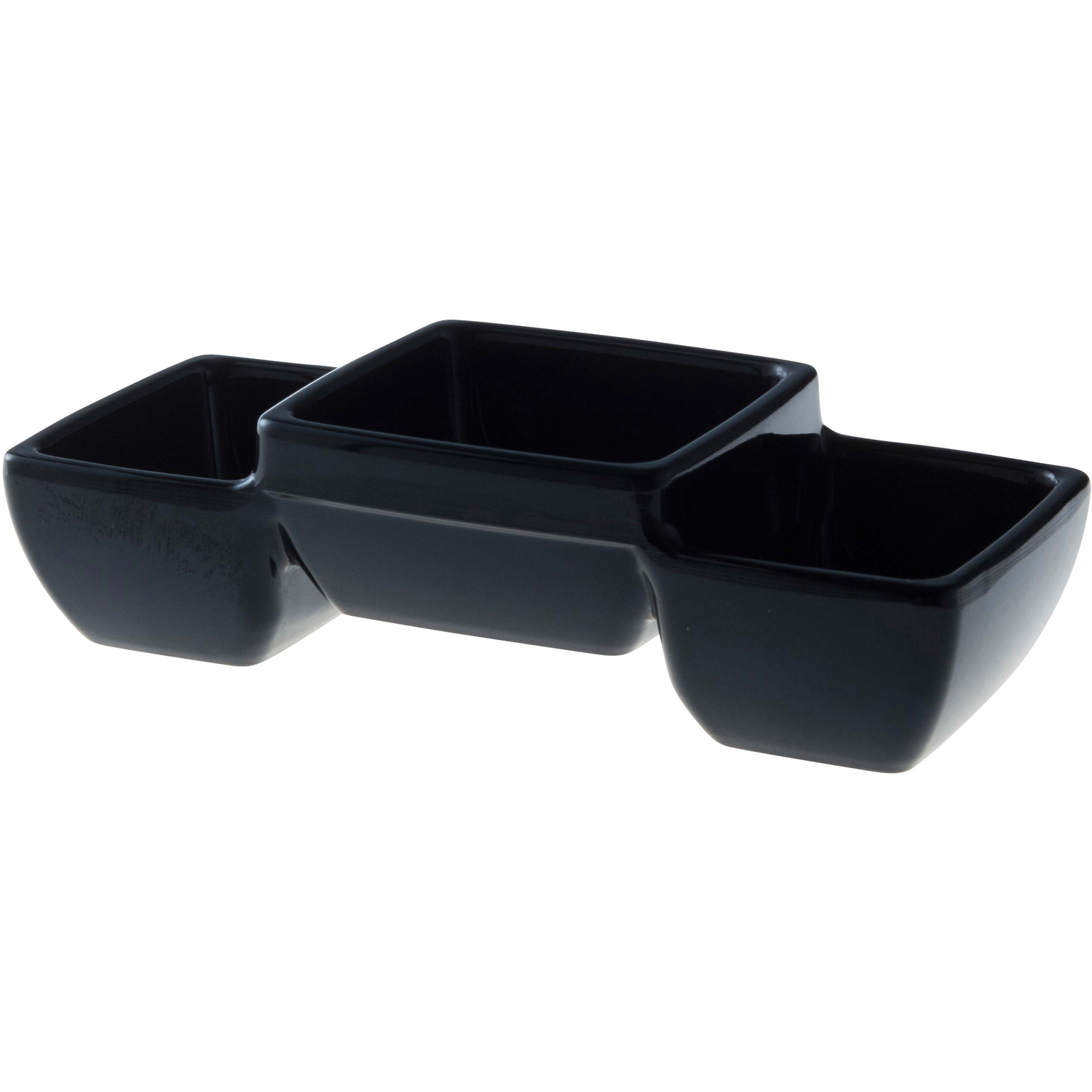 Schaaltje 3 vaks 14 cm melamine zwart Truyts
