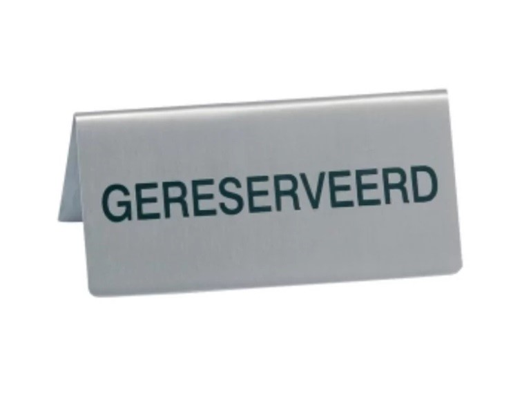 Tafelstaander Gereserveerd Inox 10cm x 4,5cm