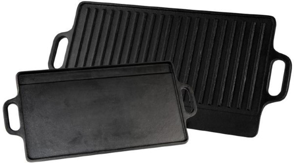 Bakplaat plancha 2- zijdig gietijzer 38 x 23 cm 