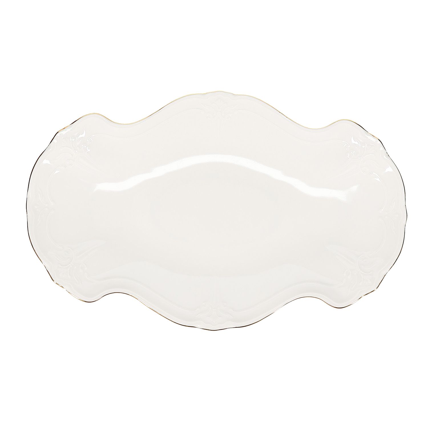 Serveerschaal 39 cm x 25 cm met gouden rand Retro