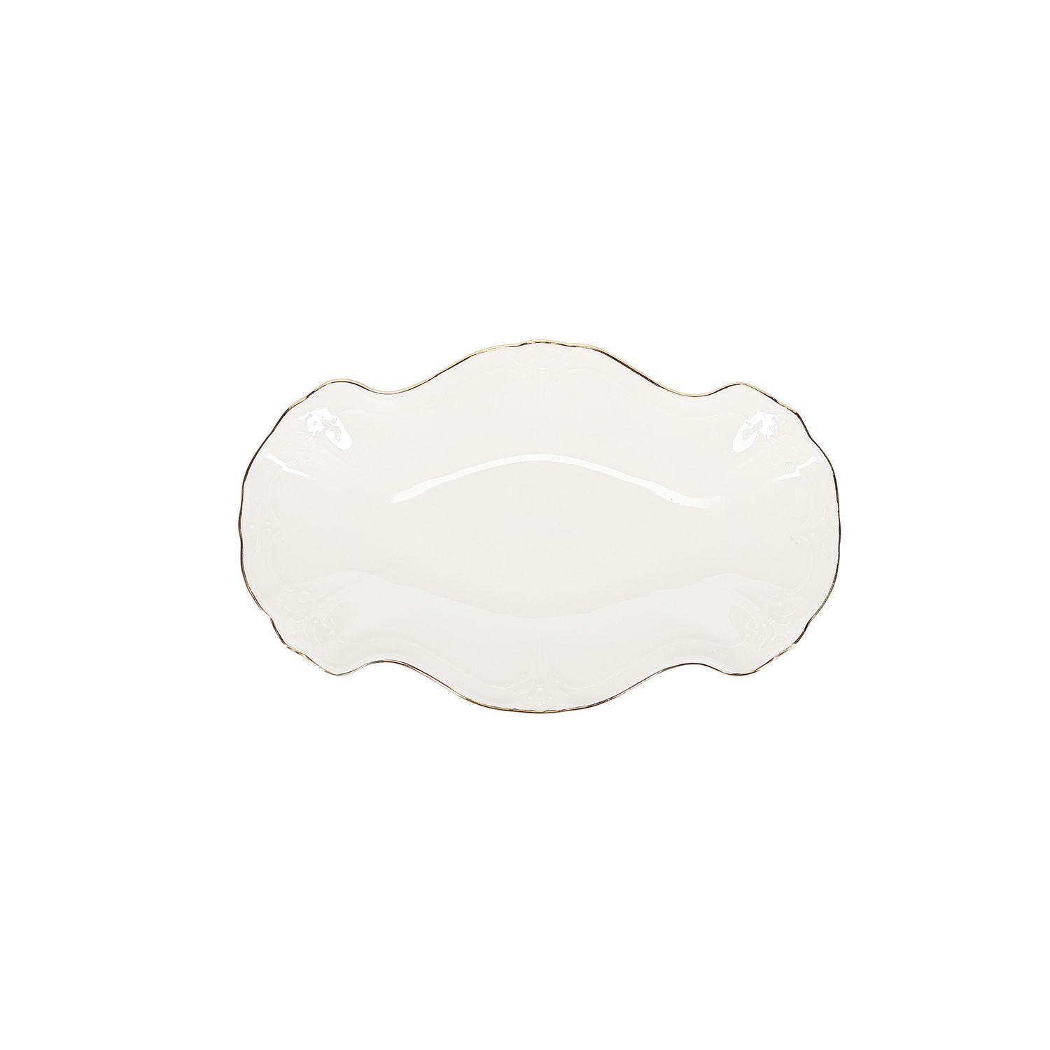 Serveerschaal 26 cm x 16 cm met gouden rand Retro