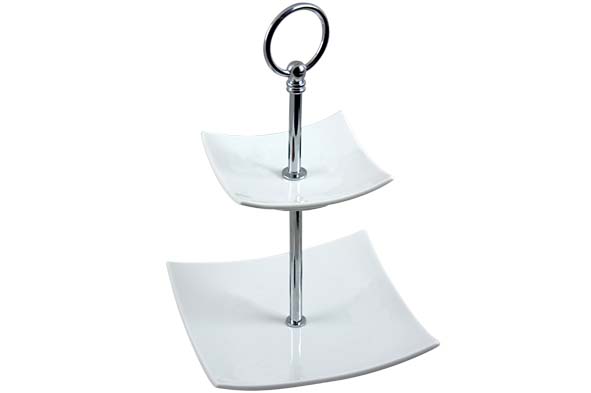 Etagere vierkant 2 laags wit