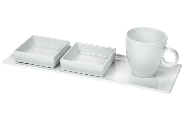 Koffiekop met wachtbordje dessertset