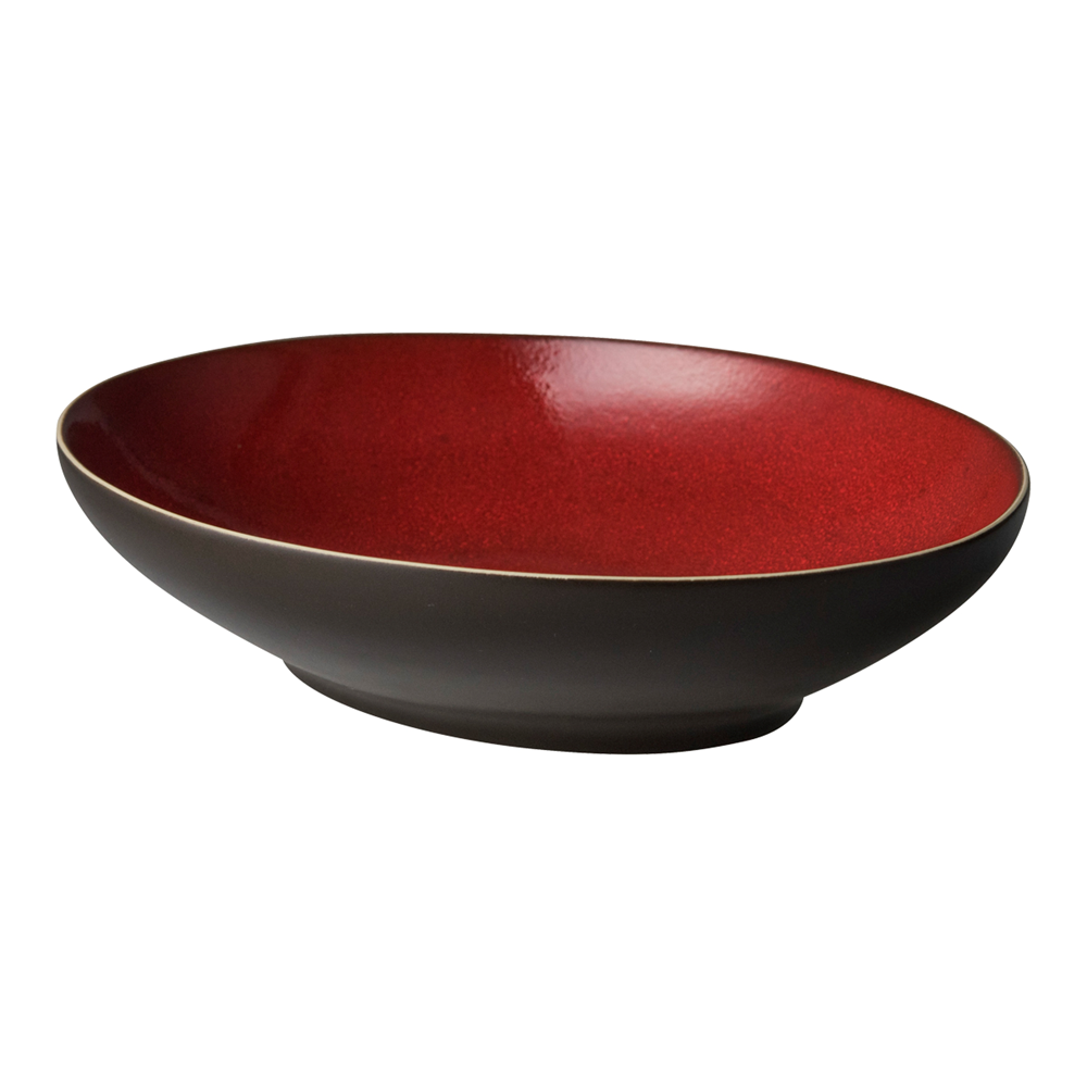 Bord diep ovaal 23 cm rood/bruin Lava Palmer