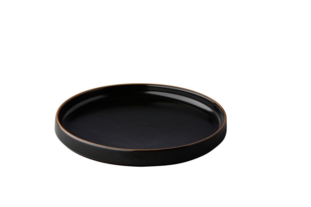 Bord 20 cm stapelbaar lage rand Q Authentic Japan Zwart